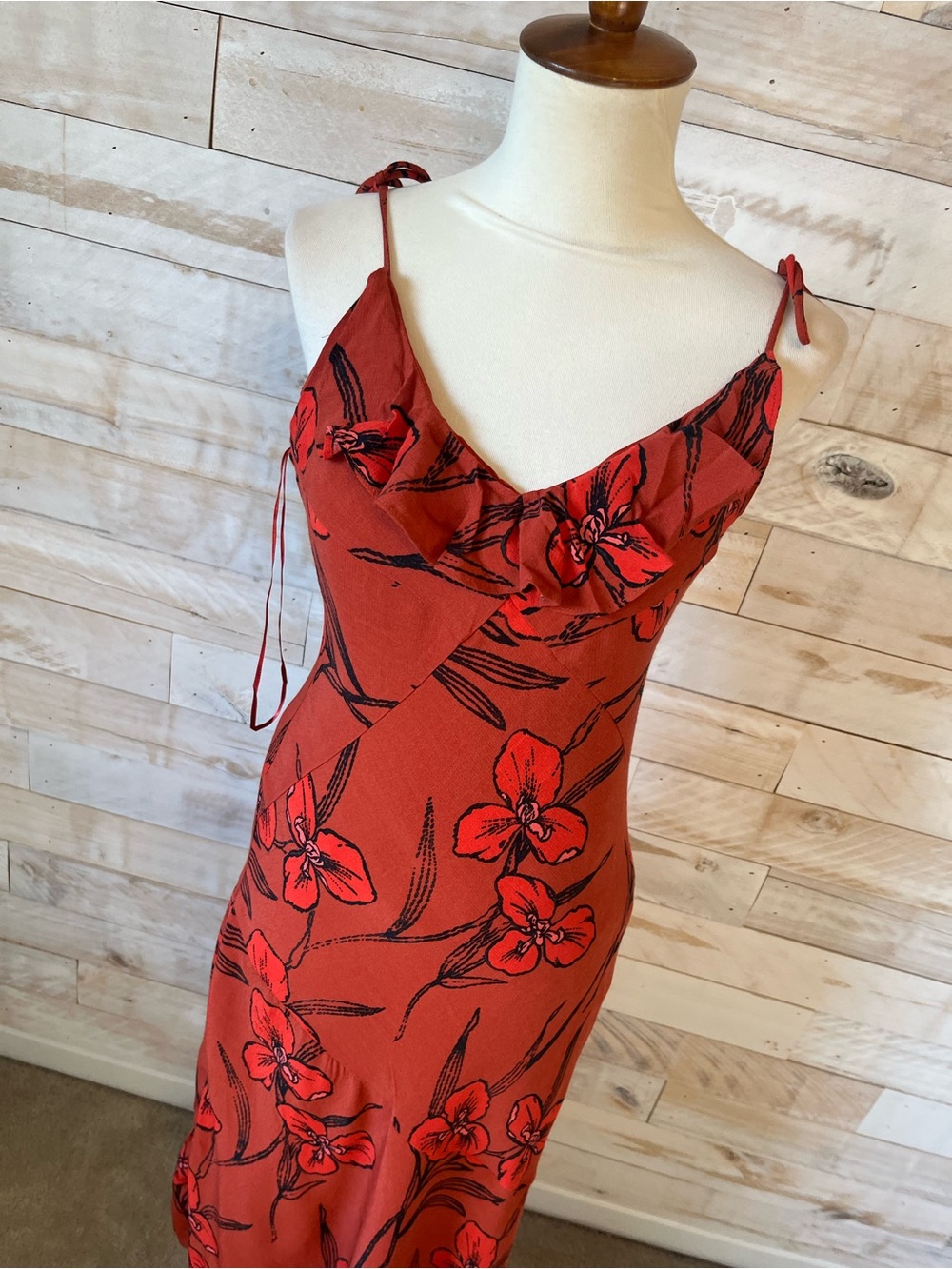 NWT Anthropologie size XSP midi slip dress in red - Picture 4 of 10